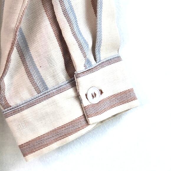 70's/80's Style Kori Blue and Brown Striped  Button Down Size S - Picture 8 of 10
